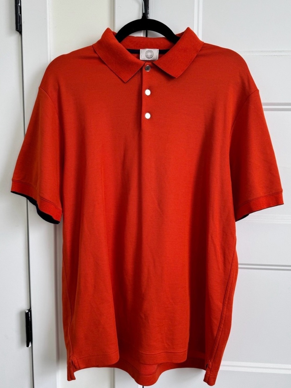 Hermès Sellier Button Stretch Pique Short Sleeve Casual Polo ~ Made in Italy